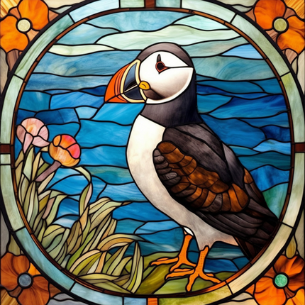 (s150-26-1C)  Stained Glass Puffin