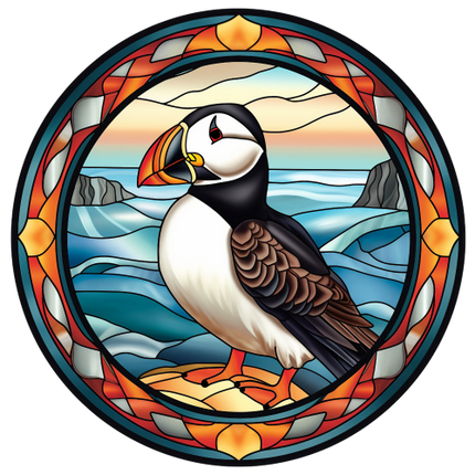 (s150-26-1E)  Stained Glass Puffin
