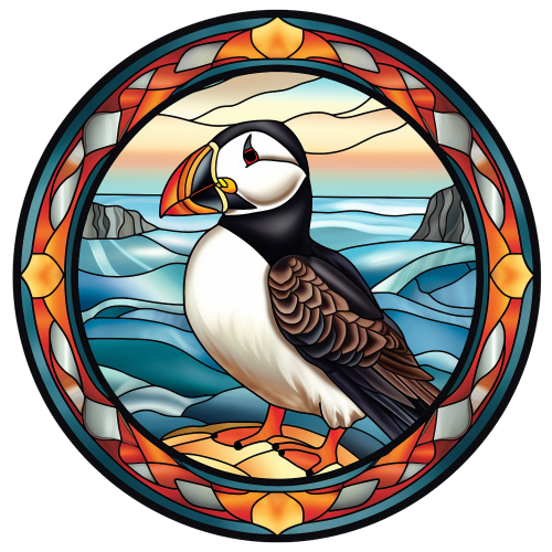 (s150-26-1E)  Stained Glass Puffin
