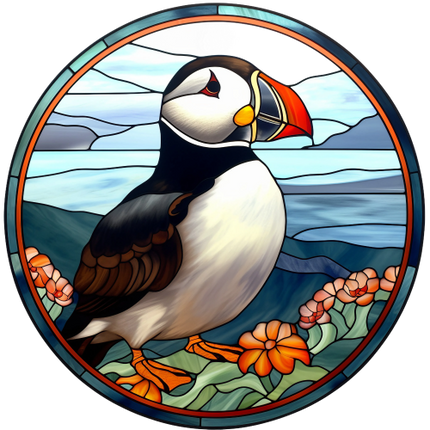 (s150-26-1G)  Stained Glass Puffin