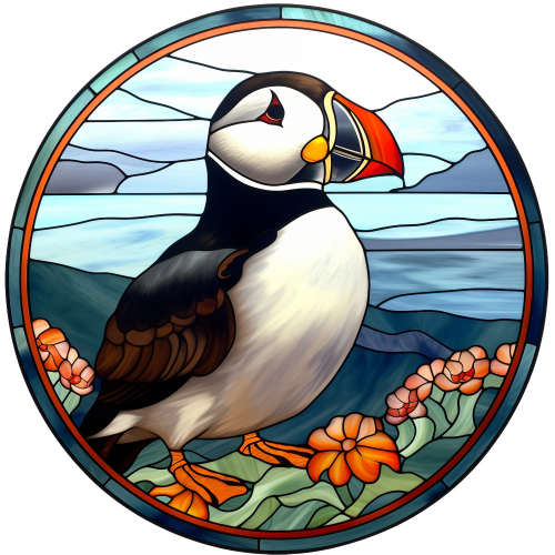 (s150-26-1G)  Stained Glass Puffin