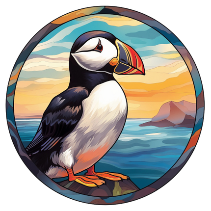 (s150-26-1H)  Stained Glass Puffin