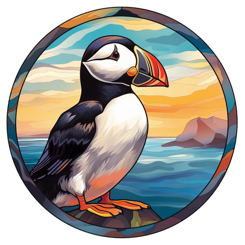 (s150-26-1H)  Stained Glass Puffin