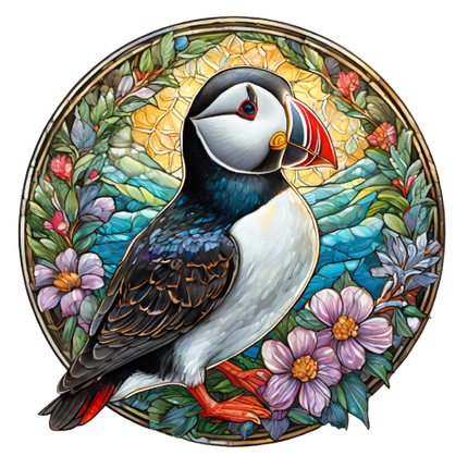 (s150-26-1I)  Stained Glass Puffin