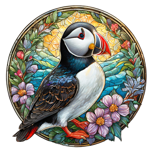 (s150-26-1I)  Stained Glass Puffin