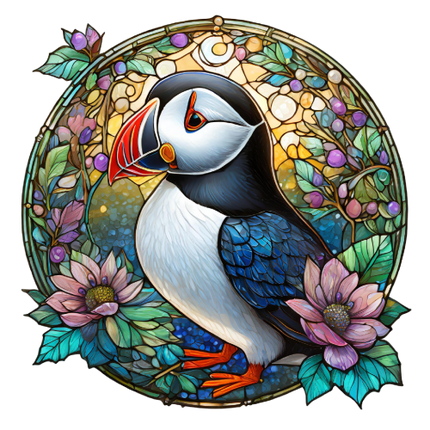 (s150-26-1J)  Stained Glass Puffin