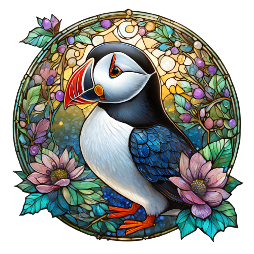 (s150-26-1J)  Stained Glass Puffin