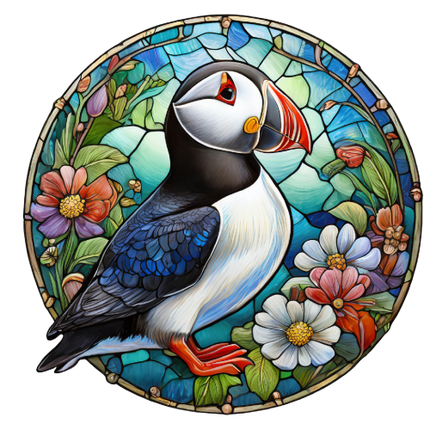 (s150-26-1K)  Stained Glass Puffin