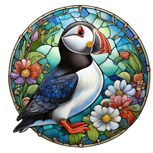 (s150-26-1K)  Stained Glass Puffin