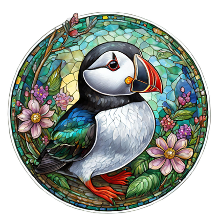 (s150-26-1L)  Stained Glass Puffin