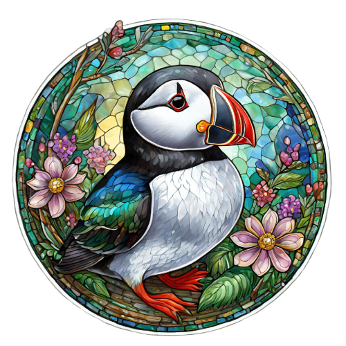 (s150-26-1L)  Stained Glass Puffin