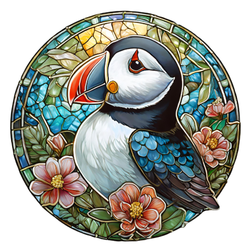 (s150-26-1M)  Stained Glass Puffin