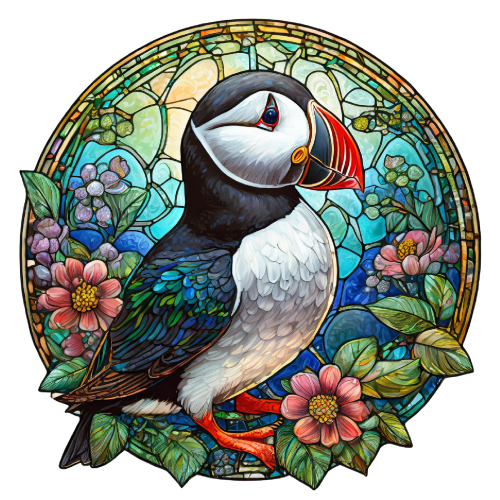 (s150-26-1N)  Stained Glass Puffin
