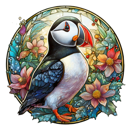 (s150-26-1O)  Stained Glass Puffin
