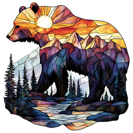 (s150-27-1A)  Stained Glass Bear