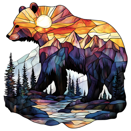 (s150-27-1A)  Stained Glass Bear
