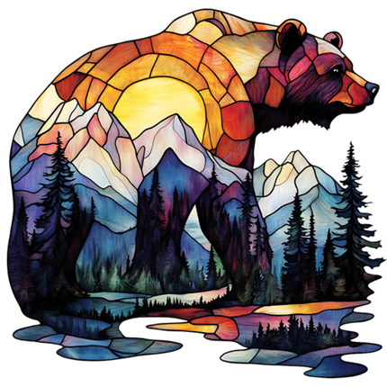 (s150-27-1B)  Stained Glass Bear