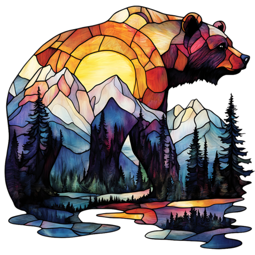 (s150-27-1B)  Stained Glass Bear