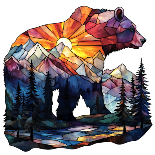 (s150-27-1C)  Stained Glass Bear