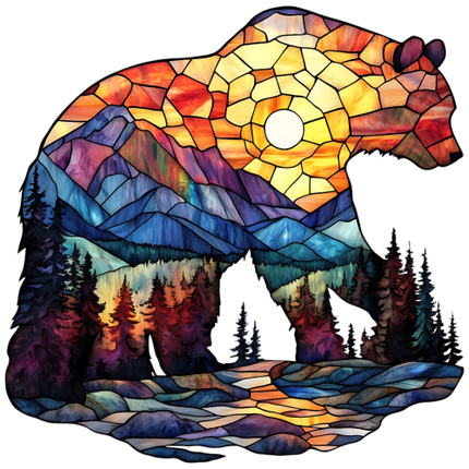 (s150-27-1D)  Stained Glass Bear