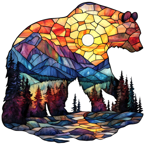 (s150-27-1D)  Stained Glass Bear
