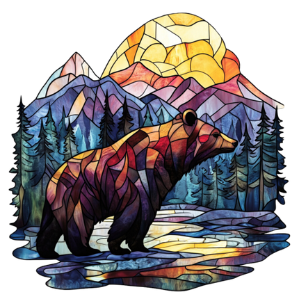 (s150-27-1E)  Stained Glass Bear
