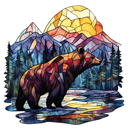 (s150-27-1E)  Stained Glass Bear