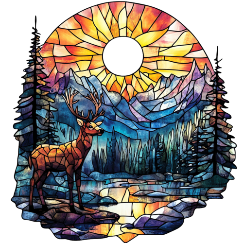 (s150-28)  Stained Glass Deer