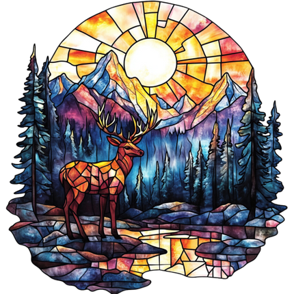 (s150-28)  Stained Glass Deer