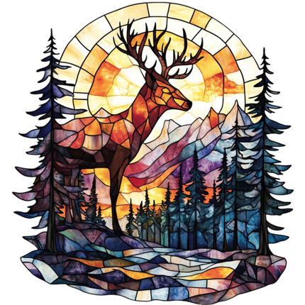 (s150-28)  Stained Glass Deer