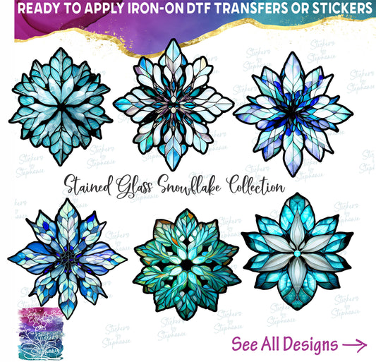 (s150-02) Stained-Glass Snowflake Snowflakes 8 Style Options