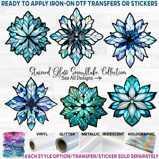 (s150-02) Stained-Glass Snowflake Snowflakes 8 Style Options