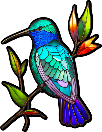 (s150-03-1A)  Stained Glass Hummingbird