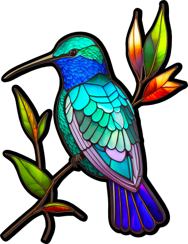 (s150-03-1A)  Stained Glass Hummingbird