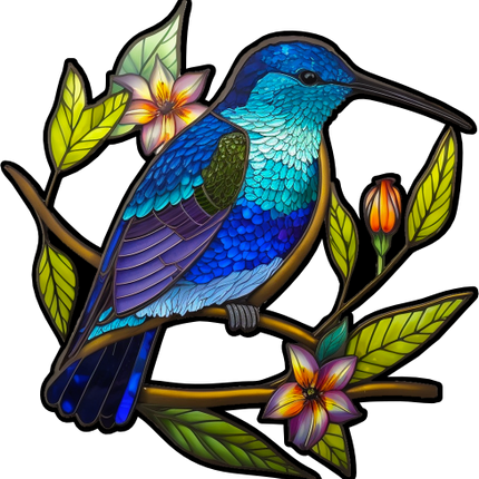 (s150-03-1B)  Stained Glass Hummingbird