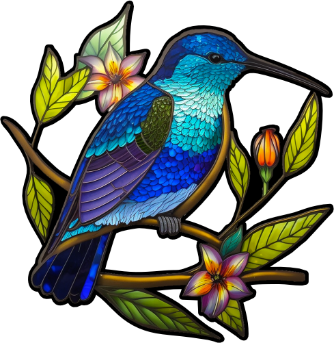 (s150-03-1B)  Stained Glass Hummingbird