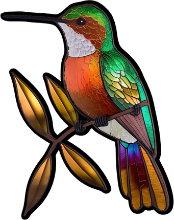 (s150-03-1C)  Stained Glass Hummingbird