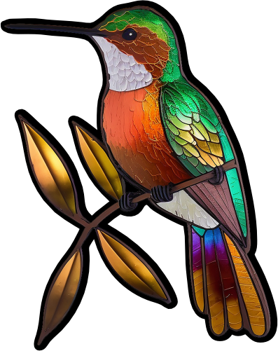 (s150-03-1C)  Stained Glass Hummingbird