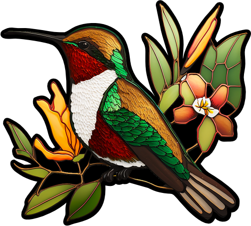 (s150-03-1D)  Stained Glass Hummingbird