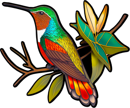 (s150-03-1E)  Stained Glass Hummingbird