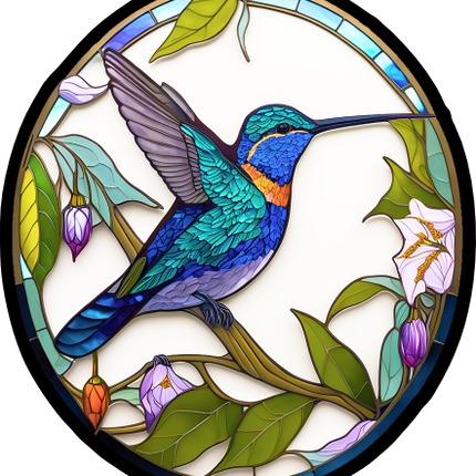 (s150-03-1F)  Stained Glass Hummingbird