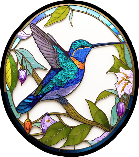 (s150-03-1F)  Stained Glass Hummingbird