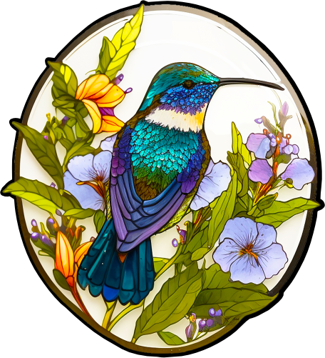 (s150-03-1G)  Stained Glass Hummingbird