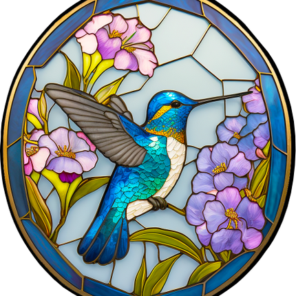 (s150-03-1H)  Stained Glass Hummingbird