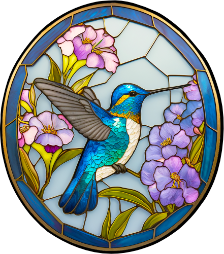 (s150-03-1H)  Stained Glass Hummingbird