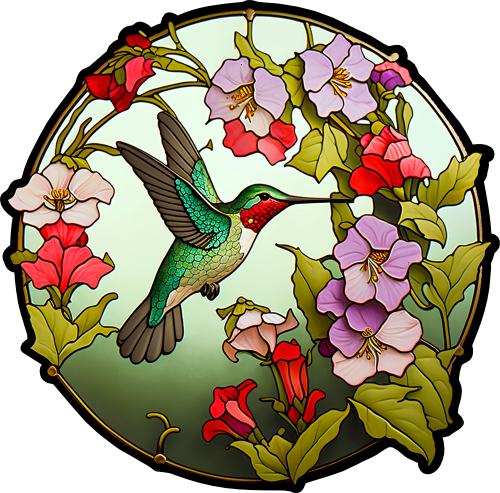 (s150-03-1I)  Stained Glass Hummingbird