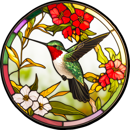 (s150-03-1J)  Stained Glass Hummingbird