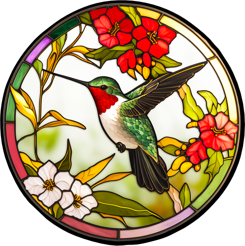 (s150-03-1J)  Stained Glass Hummingbird