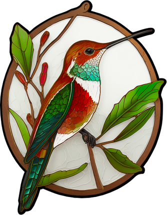 (s150-03-1K)  Stained Glass Hummingbird