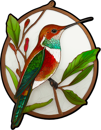 (s150-03-1K)  Stained Glass Hummingbird